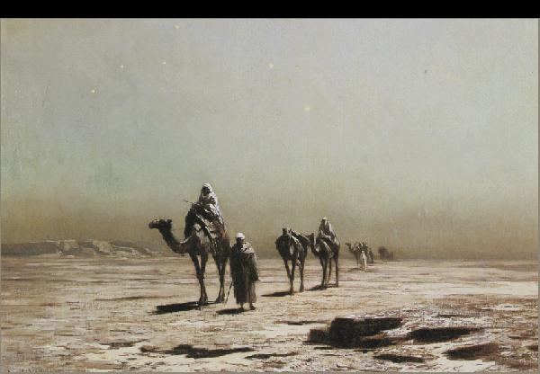 Ludwig Hans Fischer An Arab Caravan at Dusk.